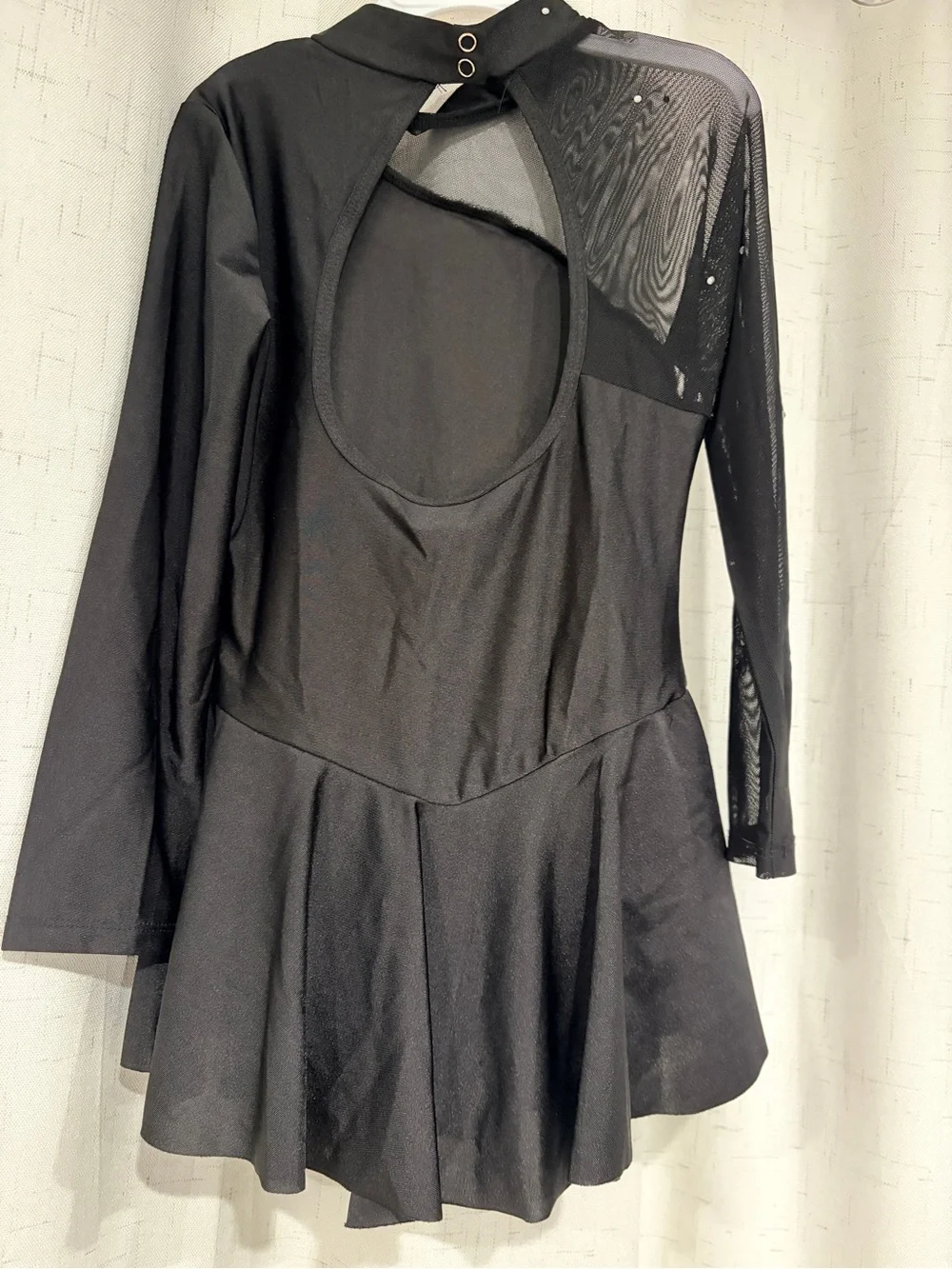 Black Asymmetric Mesh-Panel Dress Ice Skating